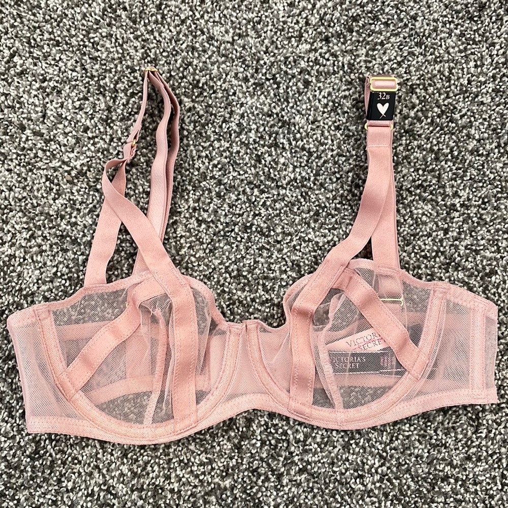 NWT 32B Victoria’s Secret Lingerie Light Pink Mesh Top